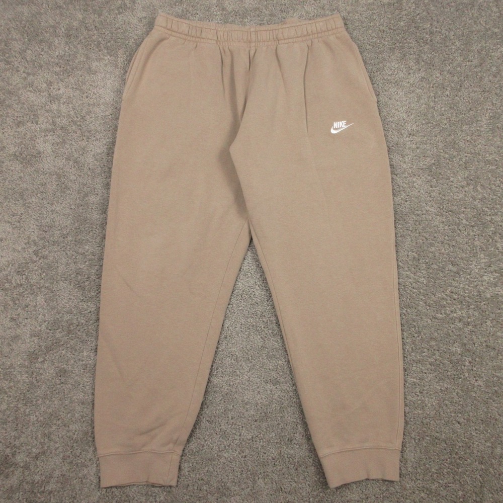 Nike Sweatpants Mens XL Tan Sportswear Club Fleece Joggers Casual Comfort Logo